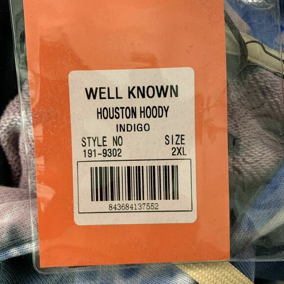 WELL KNOWN Size XXL Houston Blue Black Pink Tie Dye Cotton Hooded Sweatshirt - Picture 5 of 6